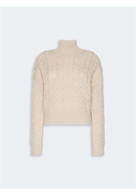 Max Mara Studio Women's MSTCOSM Beige Wool and Cashmere Cable-Knit High-Neck Sweater Max Mara Studio |  | 2626366042600002